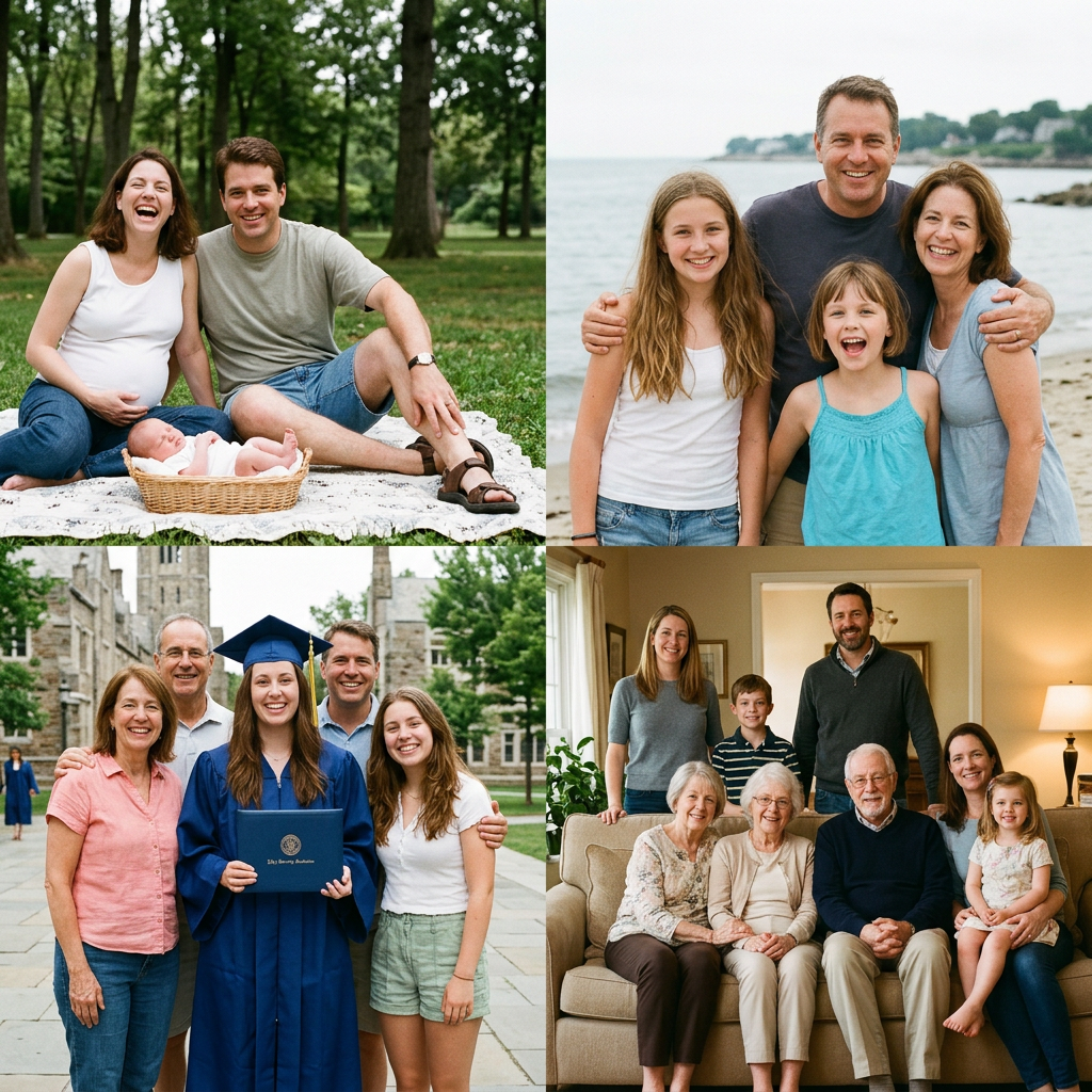 Family evolving through life stages over time